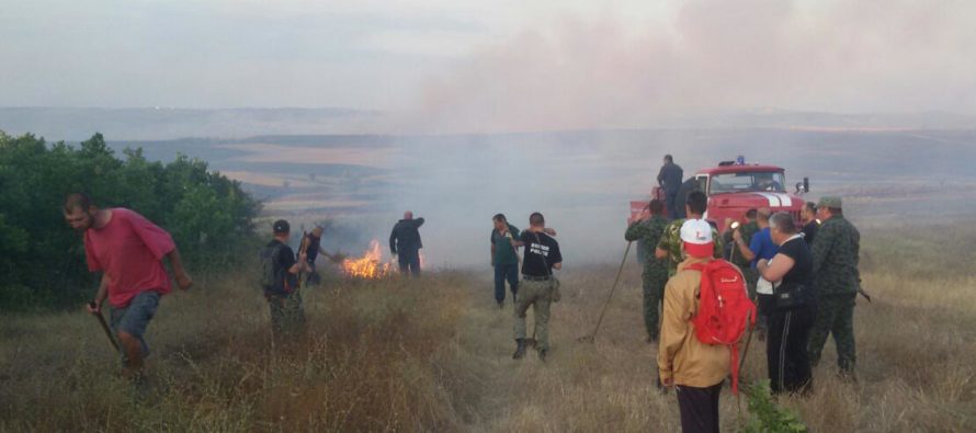Булдозер, военни и доброволци гасиха пожар между  Оряхово и Васково